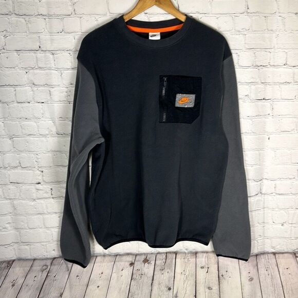 Nike Therma Fit Gray Utility Fleece Crew Neck Sweatshirt size M Medium - Picture 1 of 6